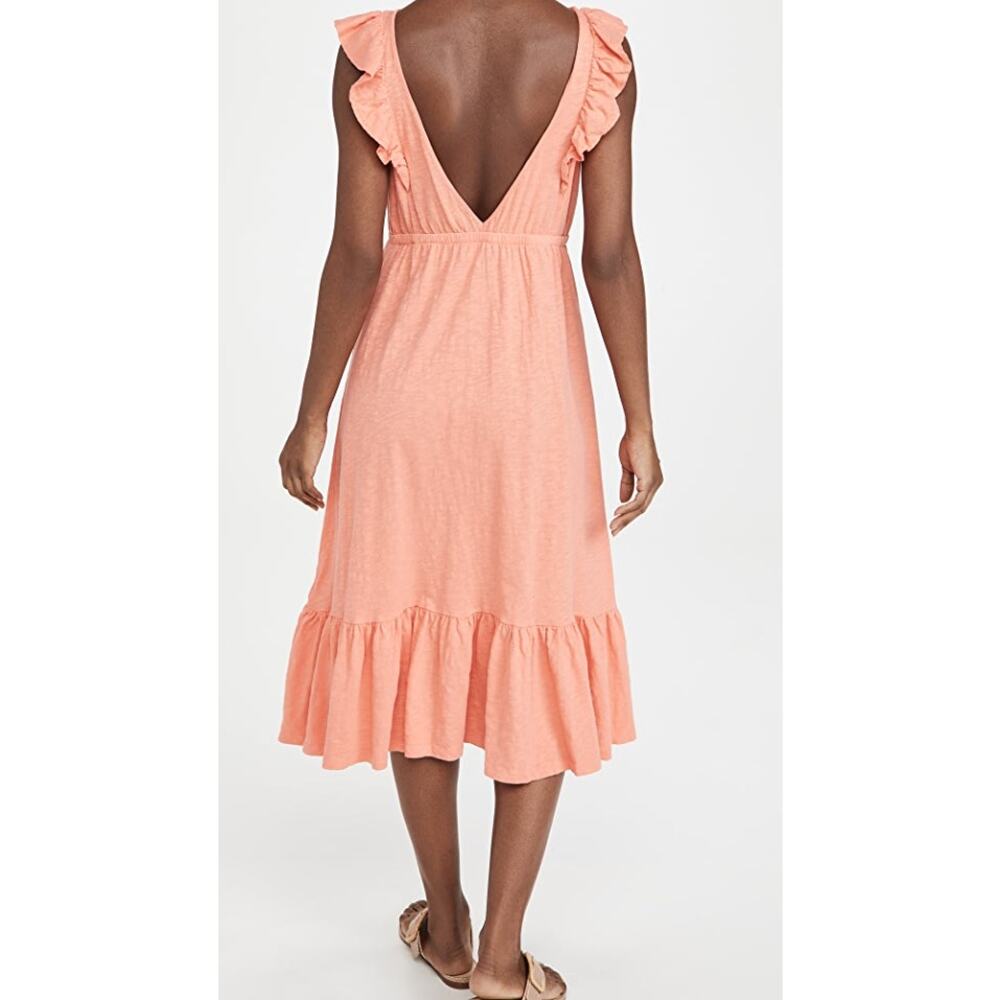 ba&sh Voyce Pink Cotton Ruffles Midi Dress Size Large - Picture 2 of 16
